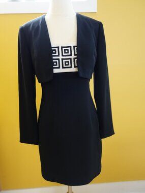 Laundry by Shelli Segal vintage Y2K black & cream sleeveless dress w jacket 4